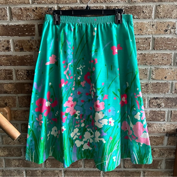 VTG 80s Retro Bright Abstract Floral Spring time Skirt - Picture 1 of 8
